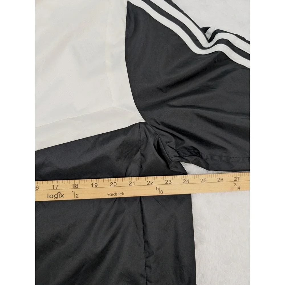 Adidas Three Stripe Hooded Track Jacket Men's L Black/White Full Zip Windbreaker